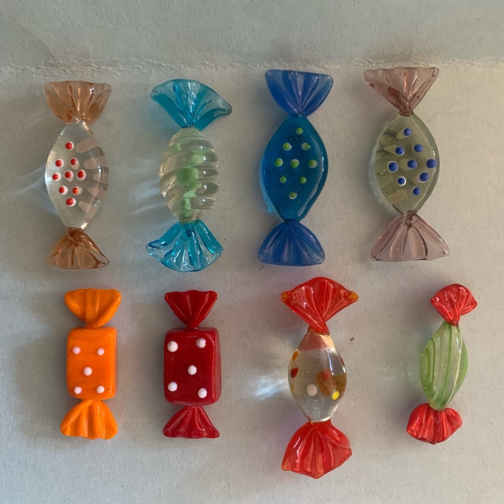 Set of 8 Murano style glass candies